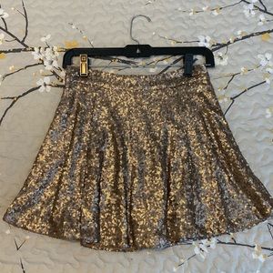 Gold mini skirt